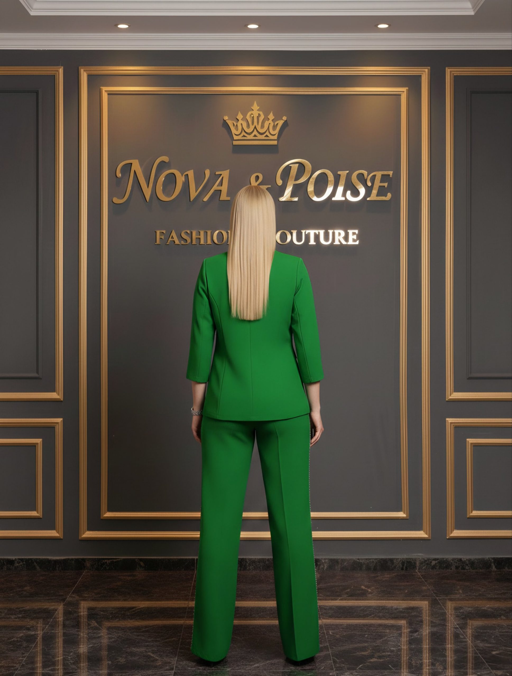 The 'Emerald Elegance' Crystal Pantsuit - Image 3