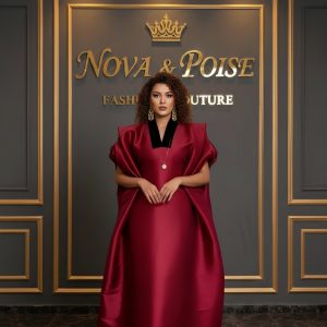 Regal Maroon Satin Kaftan Gown by Nova & Poise Fashion Couture