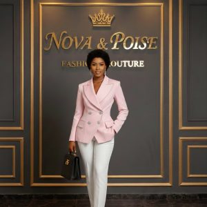 Nova & Poise Luxury Pink Embellished Double-Breasted Blazer | Structured Tailored Power Jacket for Women