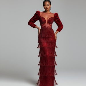 Scarlet Eclipse Gown: Luxury Red Flowing Dress | Dynamic Silk Organza